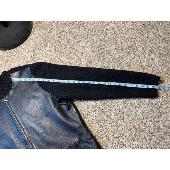 Coldwater Creek Leather & Wool Jacket, size women's Large, Full Zip; Knit Sweter - Picture 6 of 12